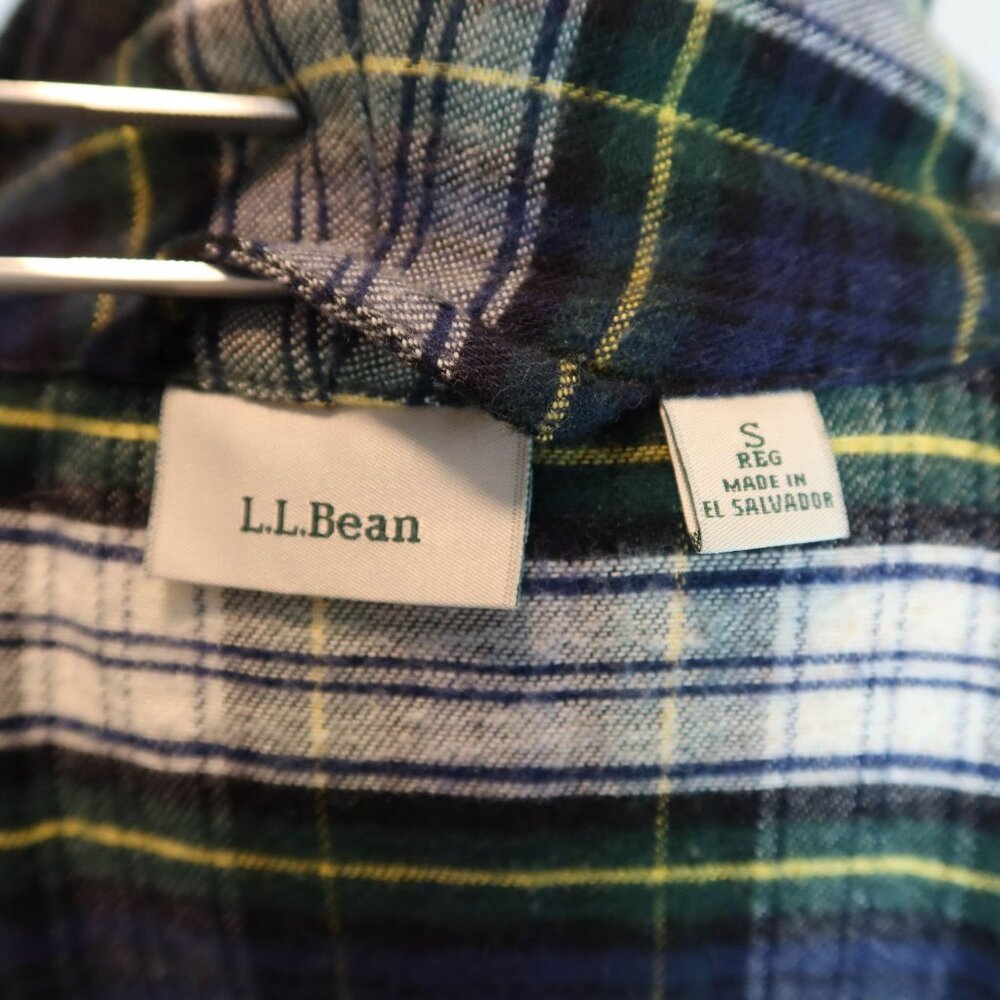 LL BEAN Scotch Tartan Plaid Flannel Cotton Full Length Bath Robe Size S Cozy - Picture 6 of 8